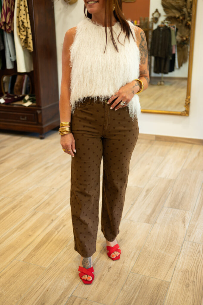 Pantalon à pois marron - Margot