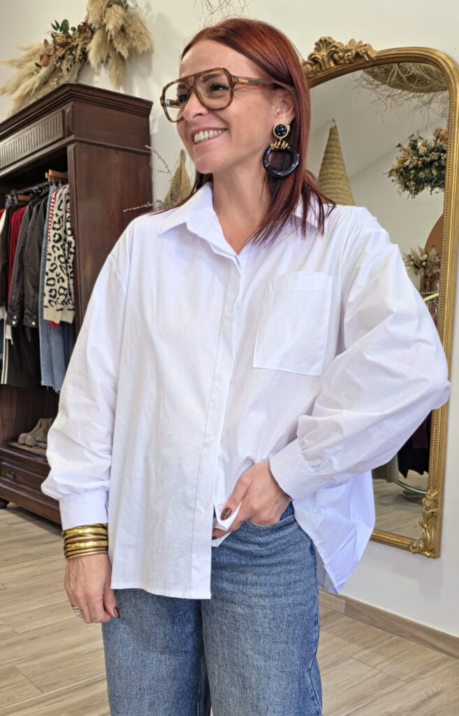 Chemise blanche plissé -rosa