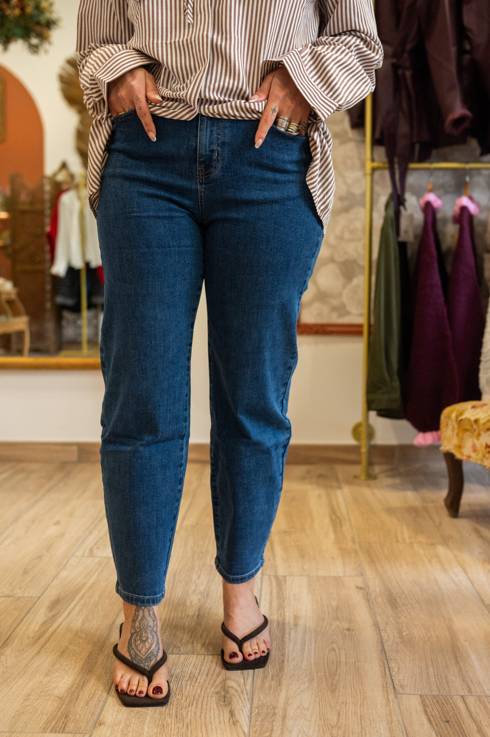 Jean Barrel fit bleu - Romy